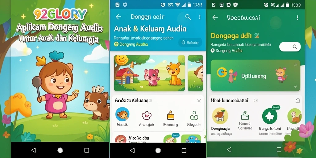 Antarmuka interaktif aplikasi 92GLORY untuk dongeng audio.
