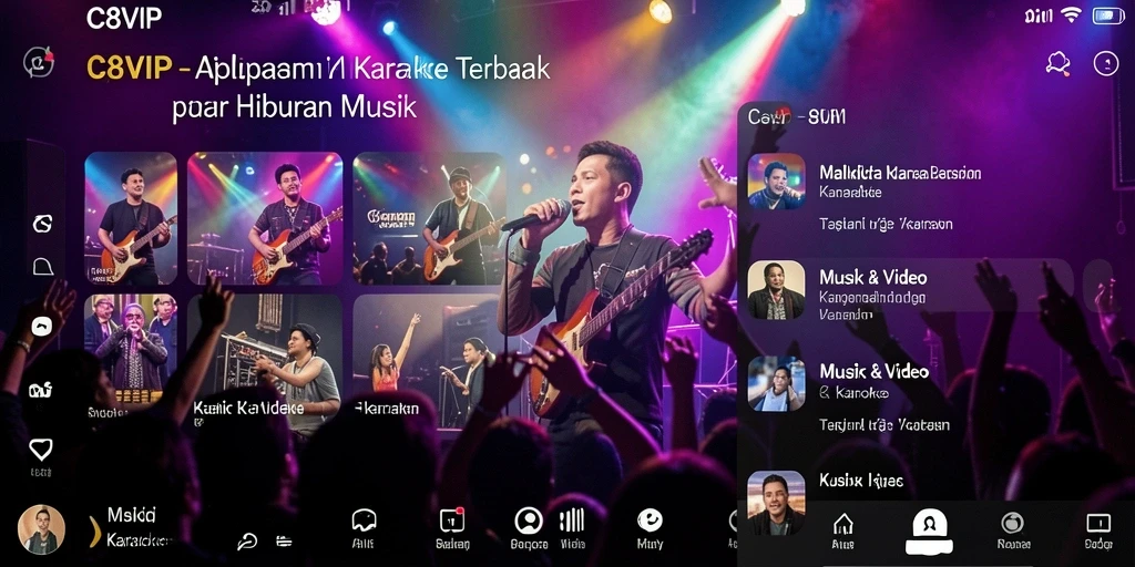 Antarmuka aplikasi C8VIP dengan pilihan lagu karaoke yang menarik.