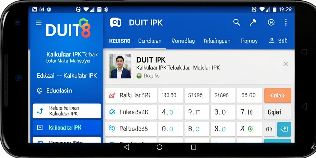 Tampilan antarmuka aplikasi DUIT8 yang informatif dan mudah digunakan.