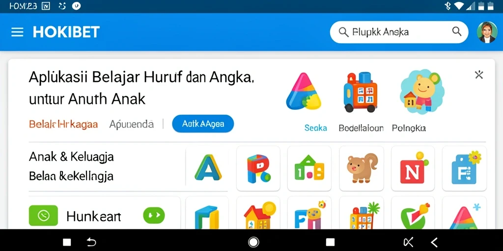 Antarmuka aplikasi HOKIBET yang menarik untuk belajar huruf dan angka.