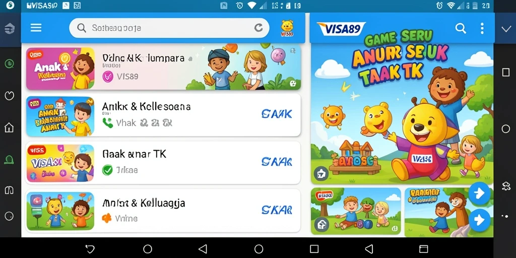 Antarmuka menarik aplikasi Game Anak TK VISA89.